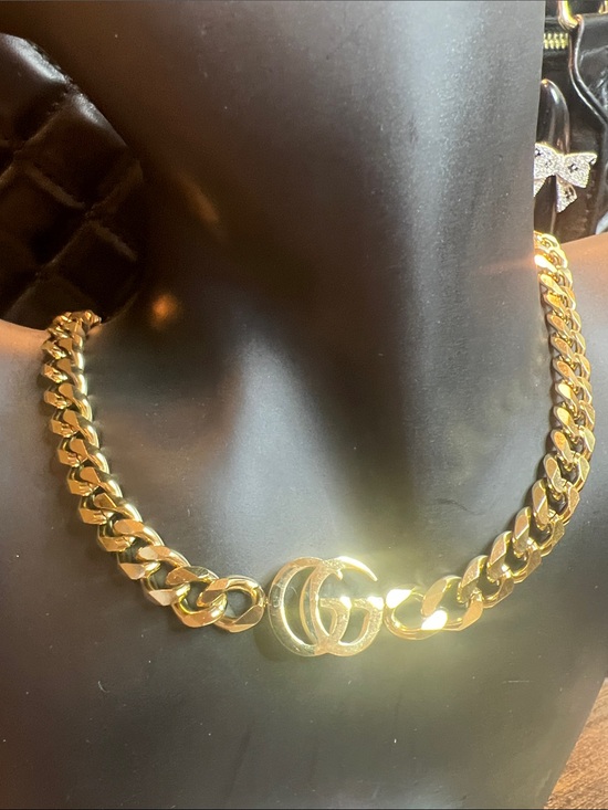 None Jewelry - Gold-Tone Double G Cuban Link Necklace
